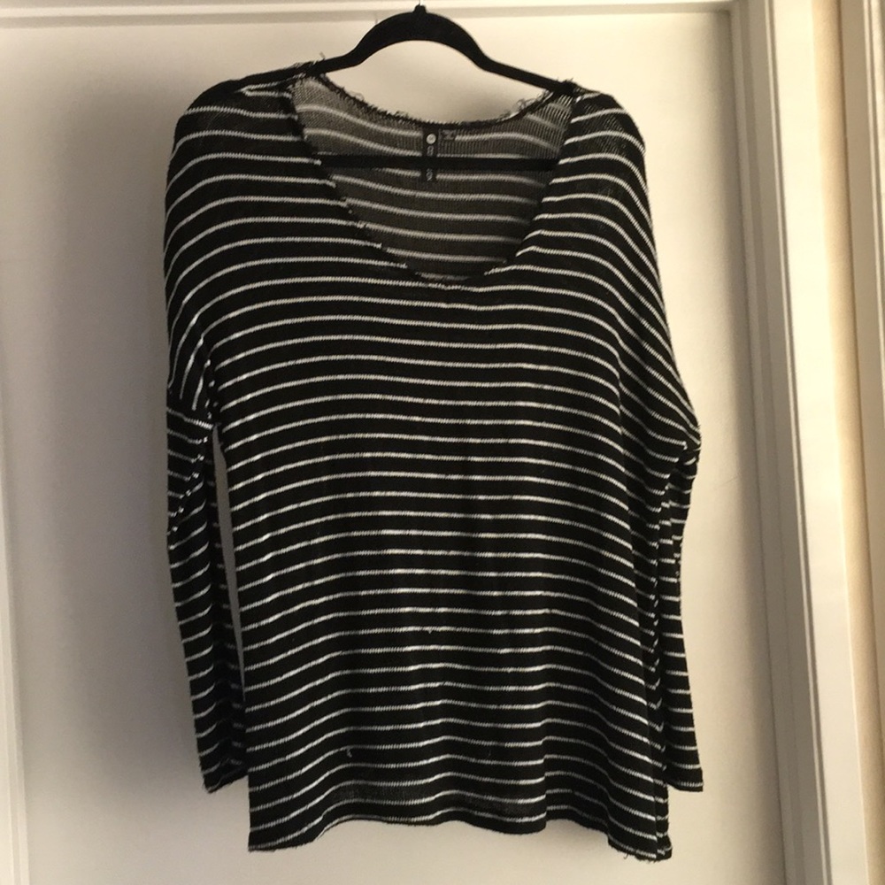 Distressed Stripped Slouch Sweater